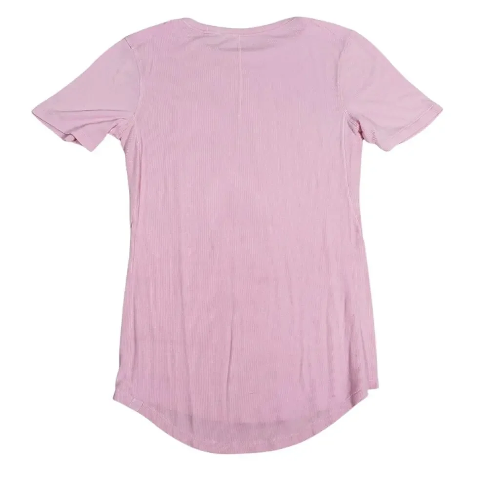 Lululemon Hold Tight Short Sleeve Shirt Size 2 Pink Peony Lounge Comfort Minimal